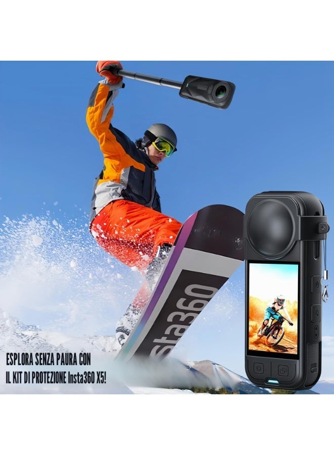 Bukela Protective Kit for Insta360 X5 Case, Silicone Case, Lens Guard, Silicone Lens Cap, 2 Pack Screen Protector Insta360 X5 Accessory Kit - Image 4