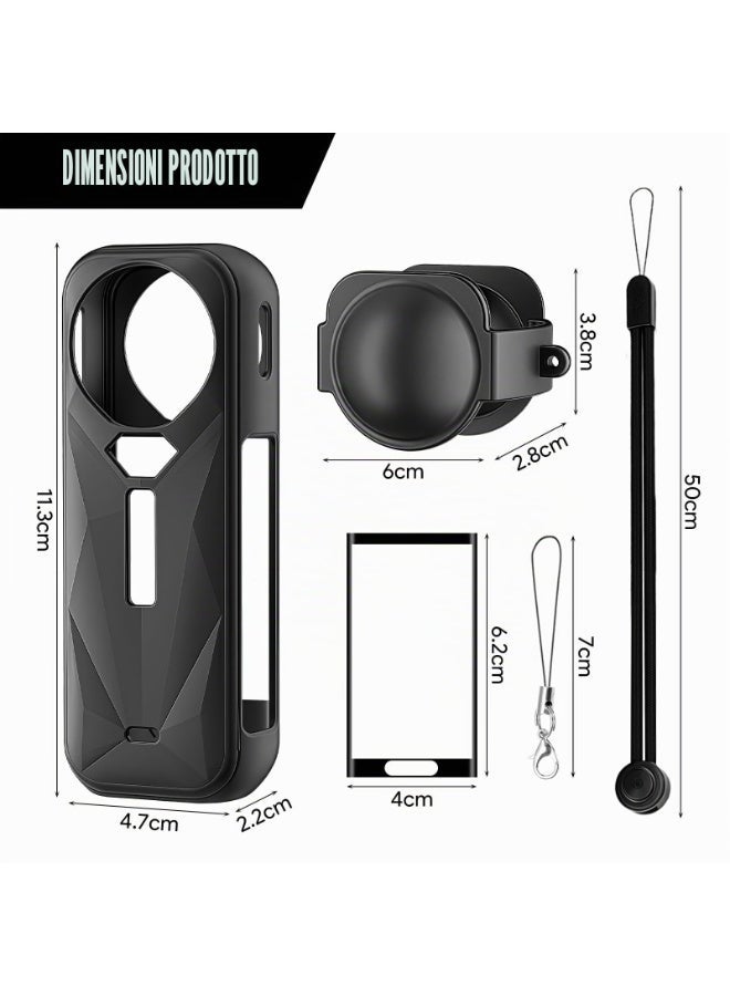 Bukela Protective Kit for Insta360 X5 Case, Silicone Case, Lens Guard, Silicone Lens Cap, 2 Pack Screen Protector Insta360 X5 Accessory Kit - Image 5