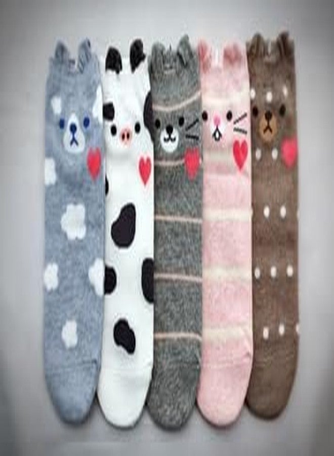 Krystle Girls|Boy's Cotton Socks Cute Animal Cartoon Dog Cat Pattern Socks For Kids(Pack of 4) (7-8Years) - Image 4