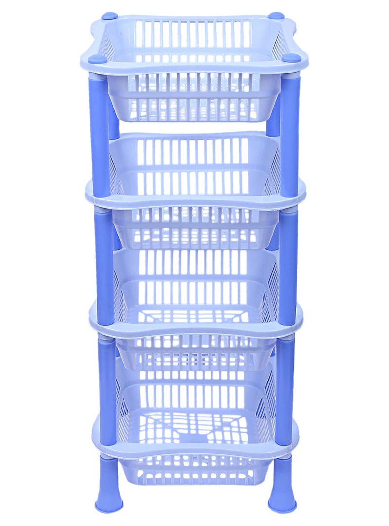 Kuber Industries Kuber Industries Plastic 4Tier MultiPurpose Square Storage Basket Organizer Shelf Rack Blue50KM01719  - Image 1