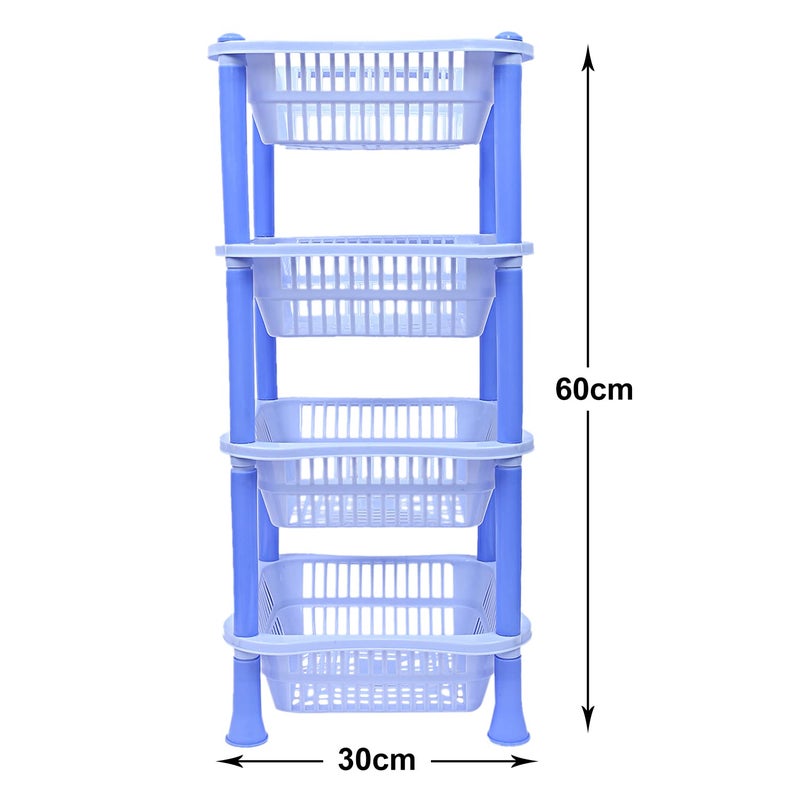Kuber Industries Kuber Industries Plastic 4Tier MultiPurpose Square Storage Basket Organizer Shelf Rack Blue50KM01719  - Image 5