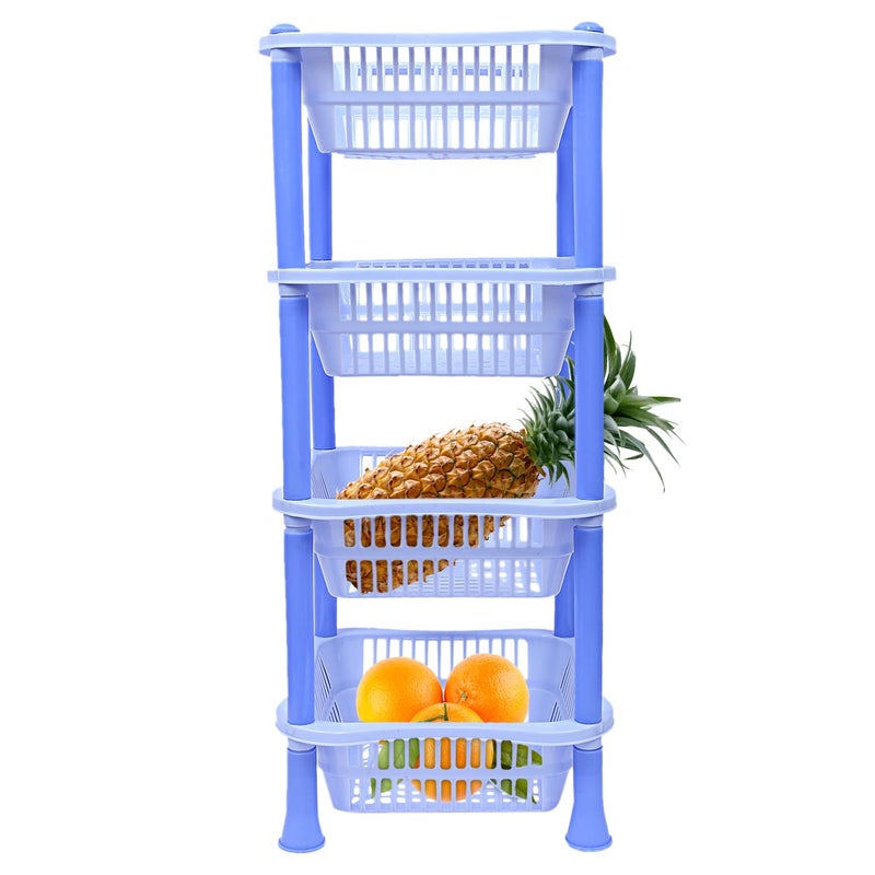 Kuber Industries Kuber Industries Plastic 4Tier MultiPurpose Square Storage Basket Organizer Shelf Rack Blue50KM01719  - Image 4