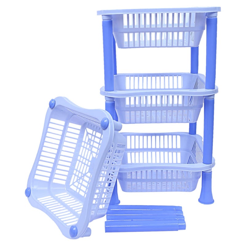 Kuber Industries Kuber Industries Plastic 4Tier MultiPurpose Square Storage Basket Organizer Shelf Rack Blue50KM01719  - Image 3