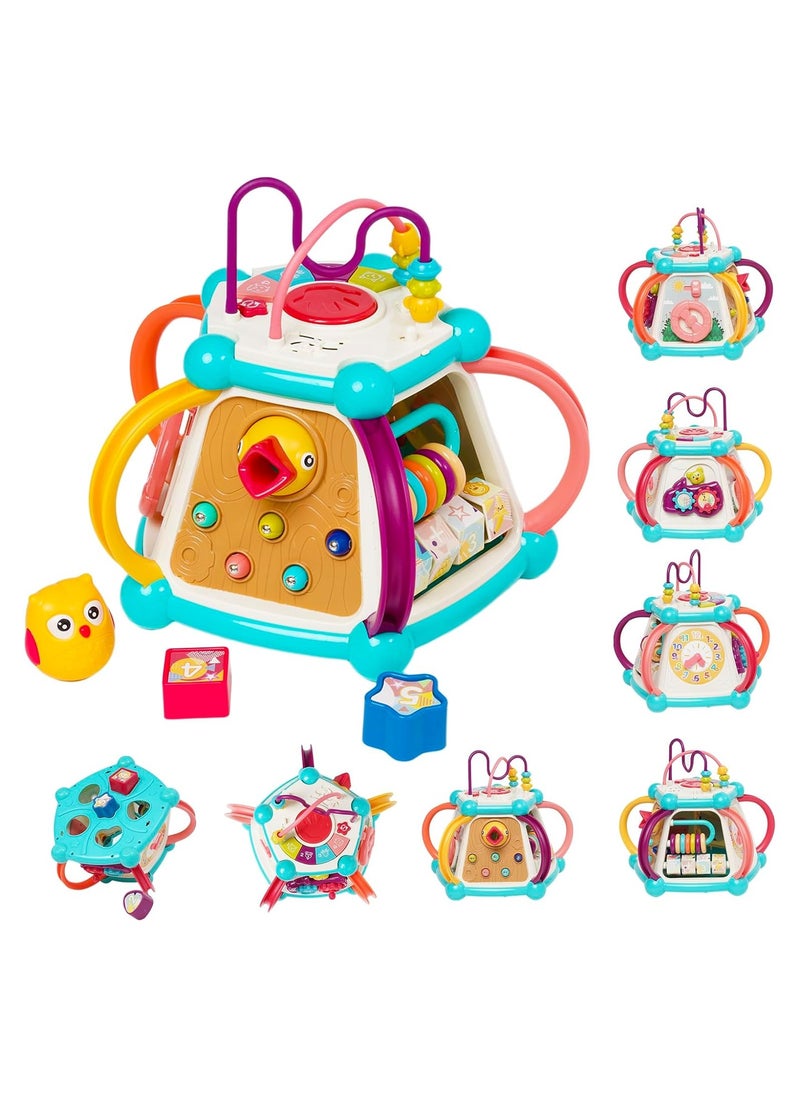 Activity Cube for Toddlers 1-3 Years Old, Montessori Sensory Toys with Shape Sorter & Learning Games, Educational Developmental Baby Toys for Boys Girls
