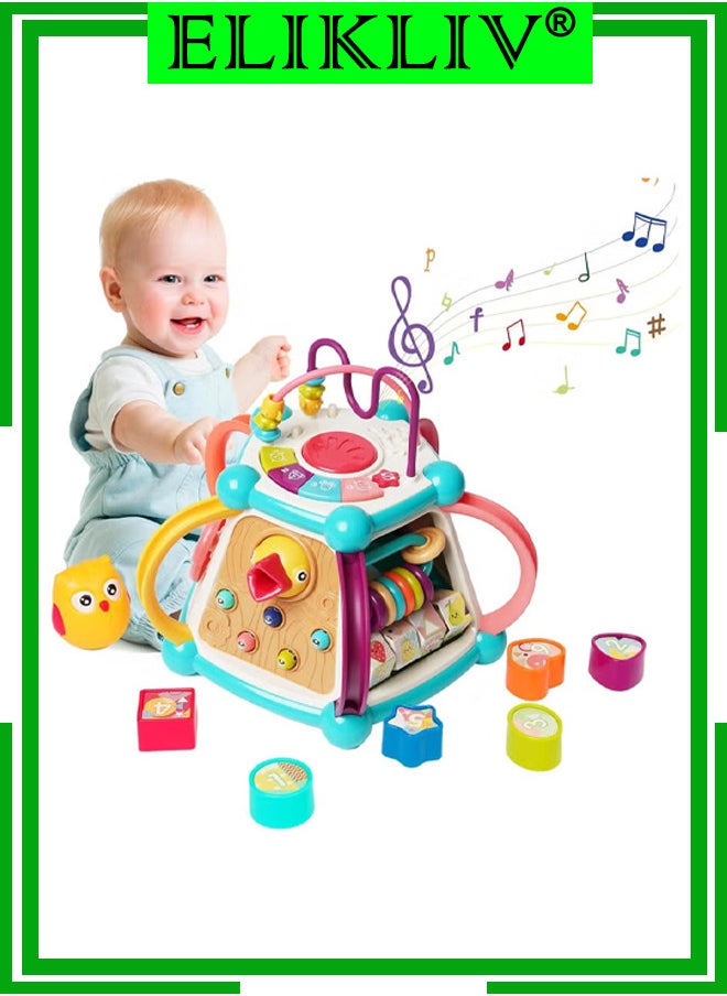Activity Cube for Toddlers 1-3 Years Old, Montessori Sensory Toys with Shape Sorter & Learning Games, Educational Developmental Baby Toys for Boys Girls