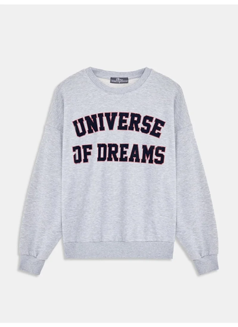 إل تي بي Relaxed Fit Gray Sweatshirt with Slogan