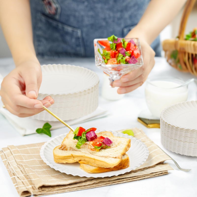 Hacaroa 800 Pack 6 Inch Paper Plates Uncoated  Disposable Dessert Plates Bulk Cat Food Tray  Small White Cake Plates for Appetizer  Cupcake  Craft Project  Round - Image 4