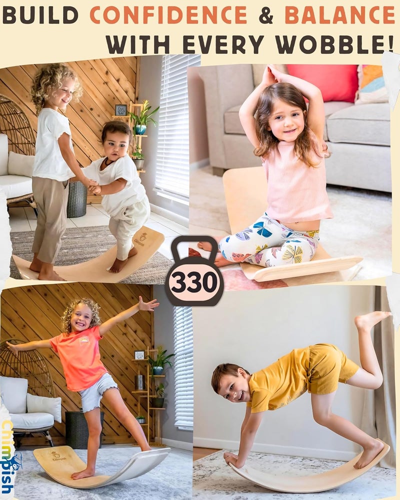 Chimpish Wooden Balance Board - 37 inch Finger Safe Wobble Board for Toddlers, Wooden Balance Board for Kids - Image 5