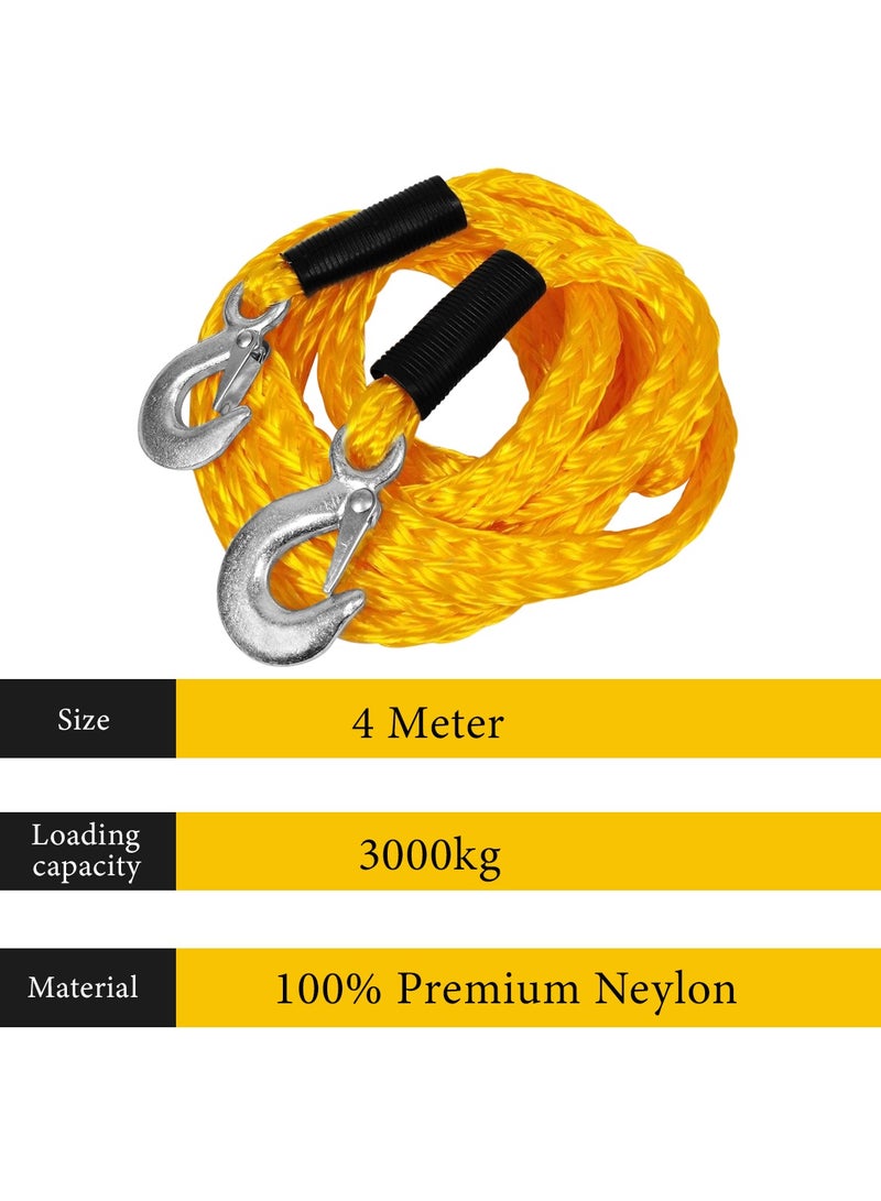 3XR 3XR Car Towing Rope 4 meter 3 Ton Tow Rope With Tow Hooks Heavy Duty Towing Belt - TR0306C - Image 5