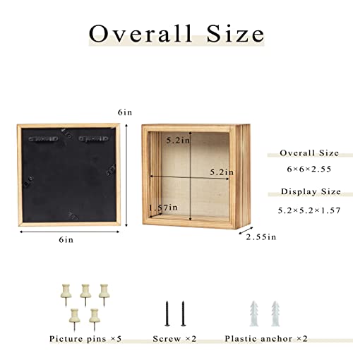 Increased Fire Shadow Box Frame 6x6 Shadow Box Display Case with Linen Back of Awards Memorabilia Flower, Pictures, Keepsakes、Bouquet、Medals and More Photos Memory Box - Image 5