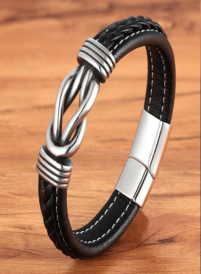 BlingNook Son's Infinity Knot Bracelet, To My Son Infinity Knot Leather Bracelet From Mom Forever Linked Together Bracelets for My Son Stainless Steel Engraved Jewelry for Birthday Christmas (love my son) - Image 4
