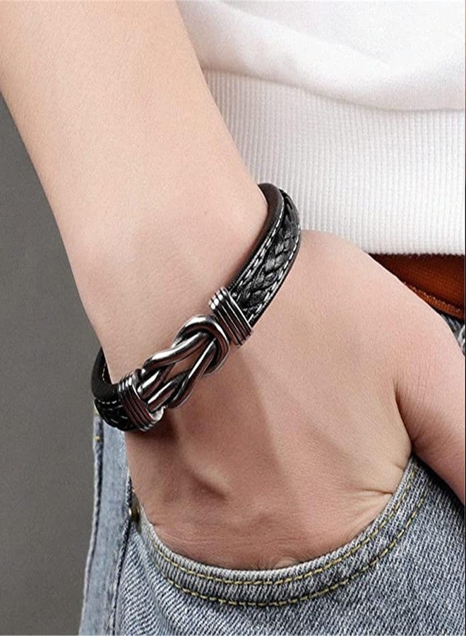 BlingNook Son's Infinity Knot Bracelet, To My Son Infinity Knot Leather Bracelet From Mom Forever Linked Together Bracelets for My Son Stainless Steel Engraved Jewelry for Birthday Christmas (love my son) - Image 2