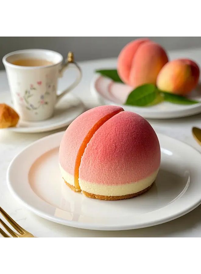 Set of 2 Fruit Shaped Silicone Molds 6 Large Peach With Core. - Image 5