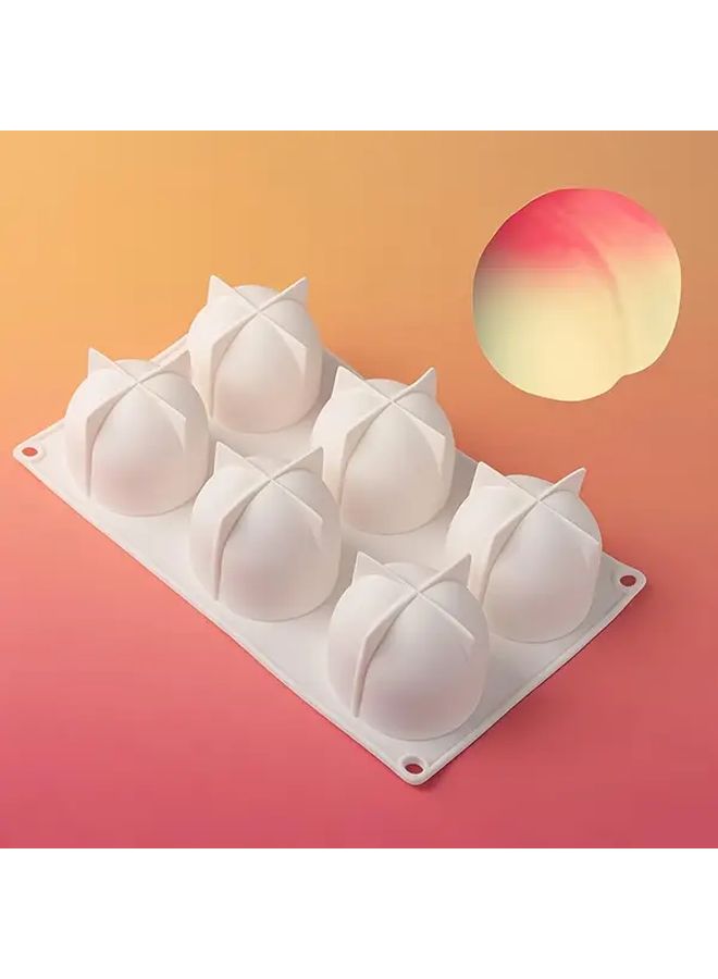 Set of 2 Fruit Shaped Silicone Molds 6 Large Peach With Core. - Image 2