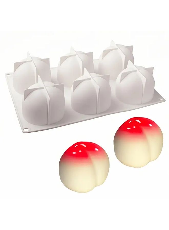 Set of 2 Fruit Shaped Silicone Molds 6 Large Peach With Core. - Image 4