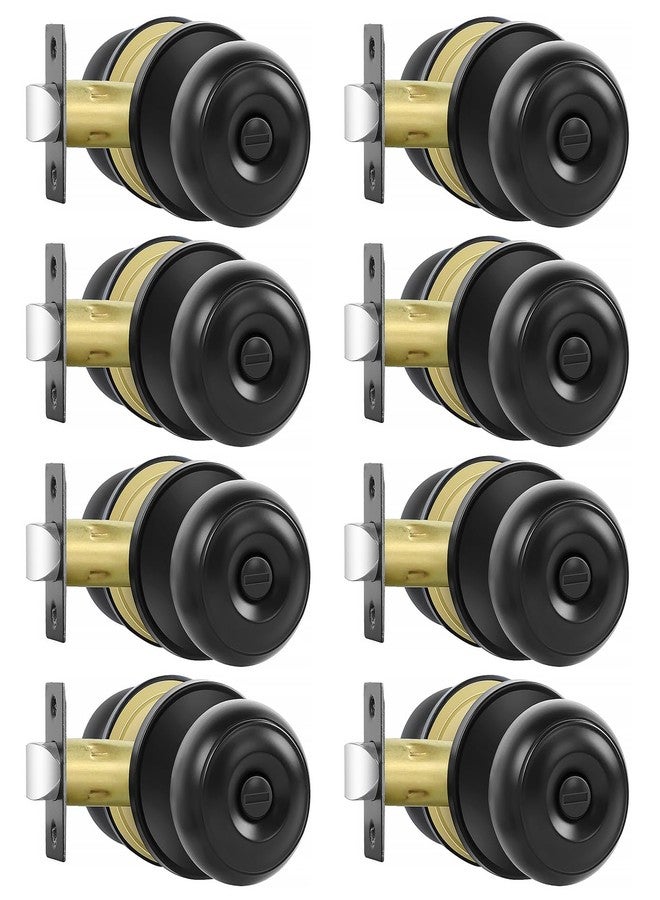 RAZCC Privacy Door Knobs, 8 Pack Matte Black Door Knobs with Lock, Bed and Bath Door Knob Interior Keyless Locksets, Round Door Handles Reversible for Left Right Handed Doors - Image 1