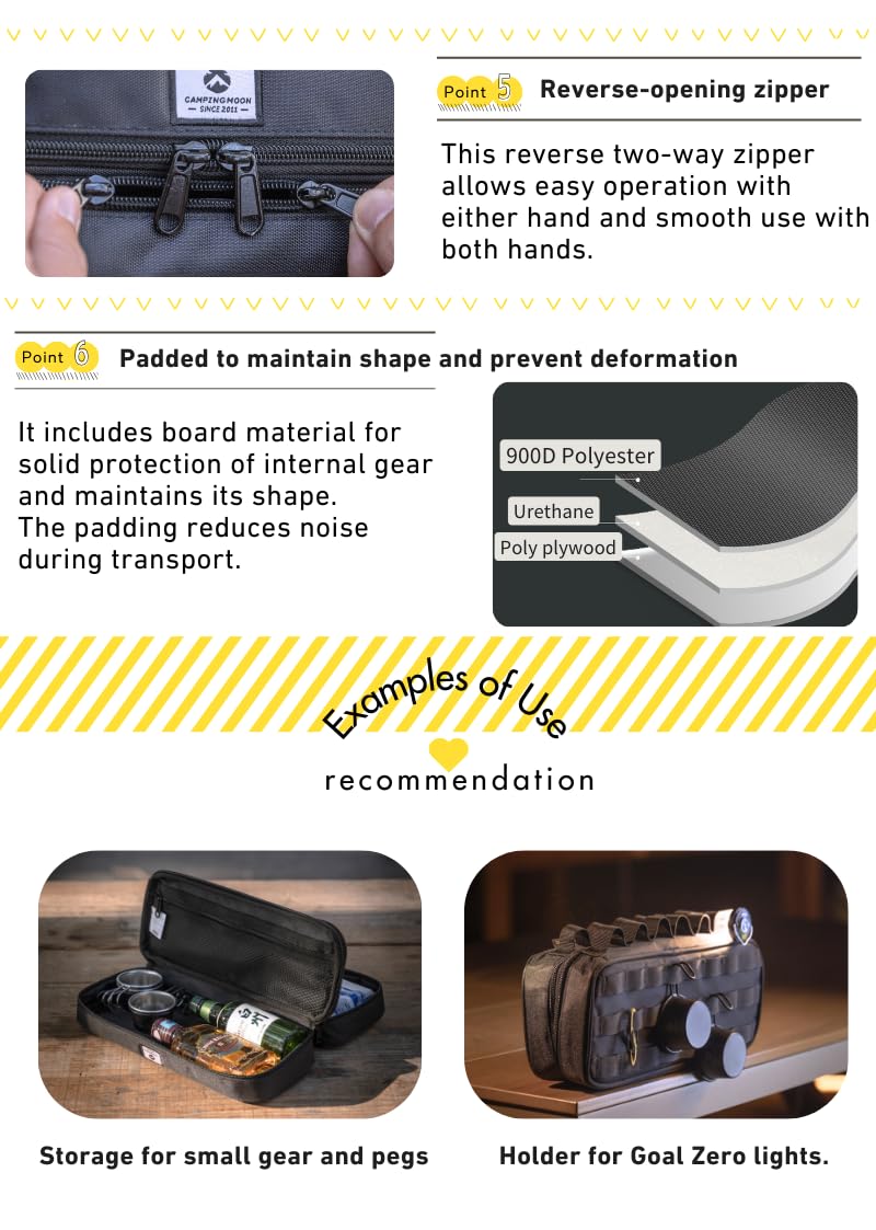 camping moon CAMPINGMOON Storage Box for Camping Outdoor Hammer Lantern Black BK-30 - Image 4