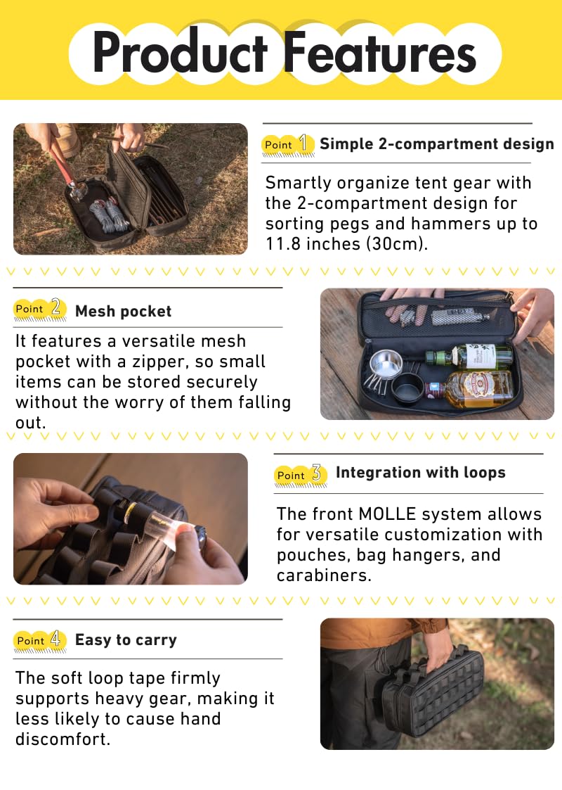 camping moon CAMPINGMOON Storage Box for Camping Outdoor Hammer Lantern Black BK-30 - Image 3