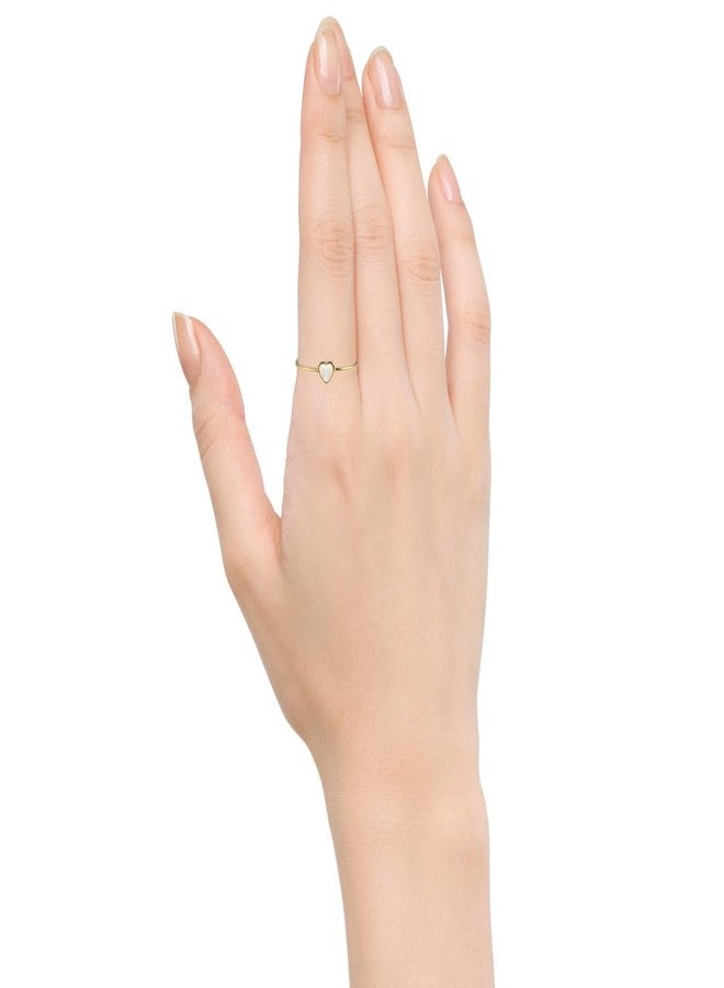 MUSTHAVE 18K Yellow Gold Plated Heart Opal Ring, White Opal Ring, Adjustable Size, Stacking Ring - Image 4