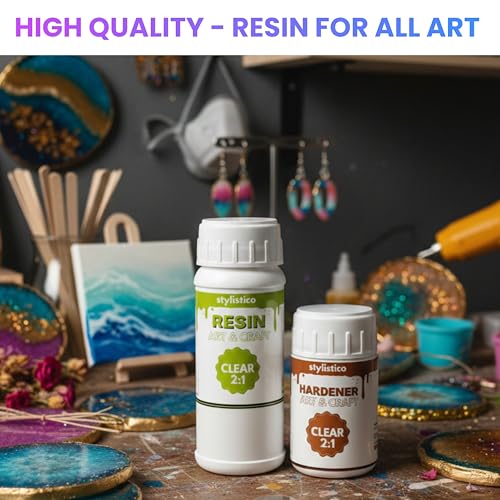 Stylistico Epoxy Resin liquid 2:1 ratio Clear for art Bubble-free non-yellowing 12-hours cure (150 GRAMS) - Image 3
