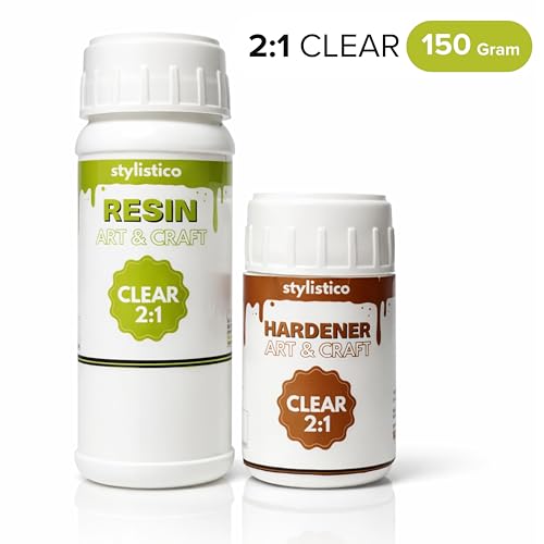 Stylistico Epoxy Resin liquid 2:1 ratio Clear for art Bubble-free non-yellowing 12-hours cure (150 GRAMS) - Image 4
