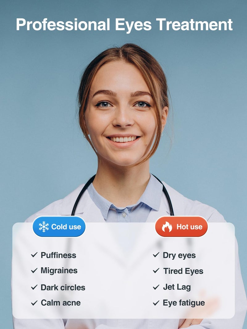 Luxtude قناع عيون جل لوكستود للتبريد لقضاء العيون الجافة 2 قطع، حزمة ثلج دافئة للعيون، أقنعة نوم جل قابلة لإعادة الاستخدام، كمادات باردة مجمدة للتورم/الهالات السوداء/الصداع/الحساسية (أزرق) - Image 2