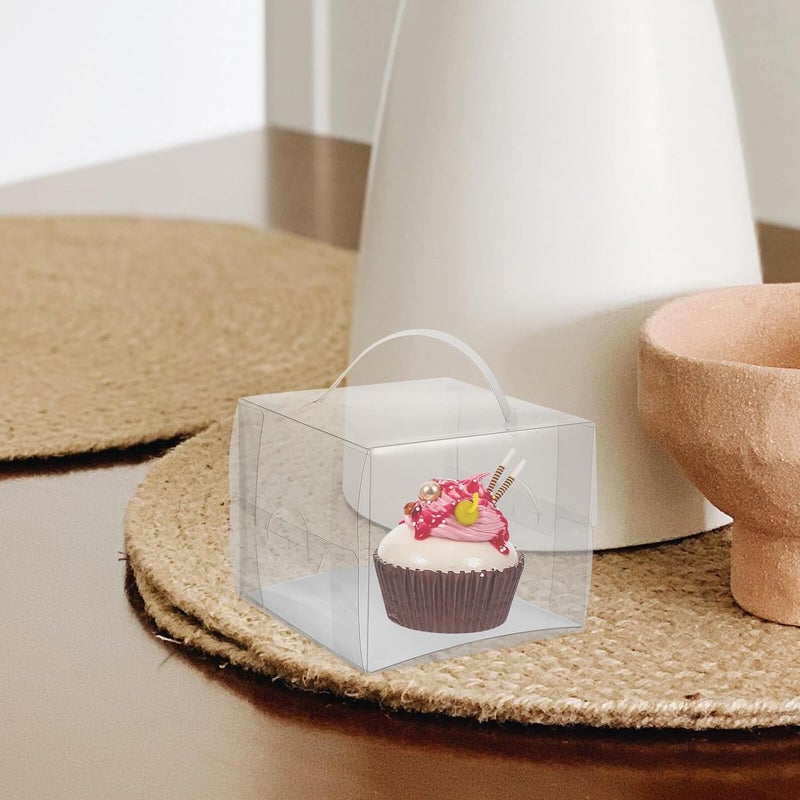ABOOFAN 10pcs Small Pet Cake Boxes with Handles, 4-inch Portable Birthday Cake Carriers and Mousse Edge Packaging Set for Bakery and Takeout - Image 5