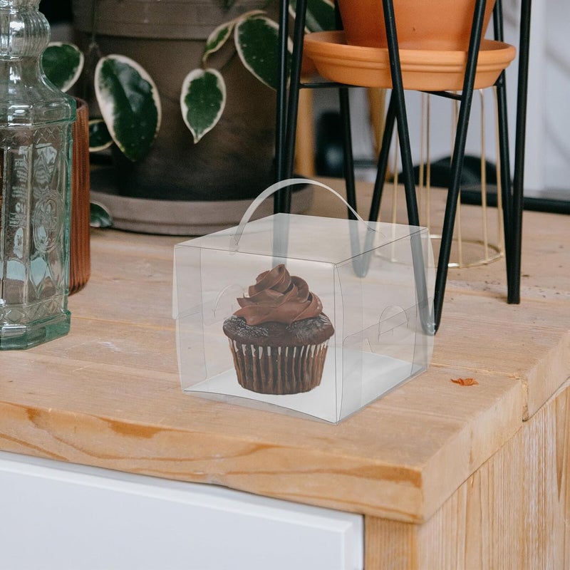 ABOOFAN 10pcs Small Pet Cake Boxes with Handles, 4-inch Portable Birthday Cake Carriers and Mousse Edge Packaging Set for Bakery and Takeout - Image 4