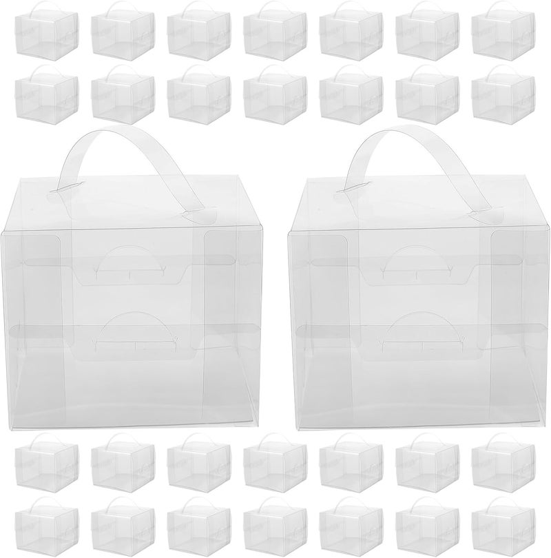 ABOOFAN 10pcs Small Pet Cake Boxes with Handles, 4-inch Portable Birthday Cake Carriers and Mousse Edge Packaging Set for Bakery and Takeout - Image 1