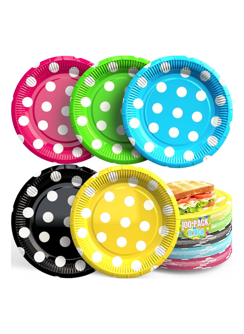 شو وو 100PCS Disposable Paper Plates(7 inch), Colored Party Plates Wedding Tableware Bulk Plate Packs Dessert Set Appetizer Dishware Festive for Cake Salad - Image 1