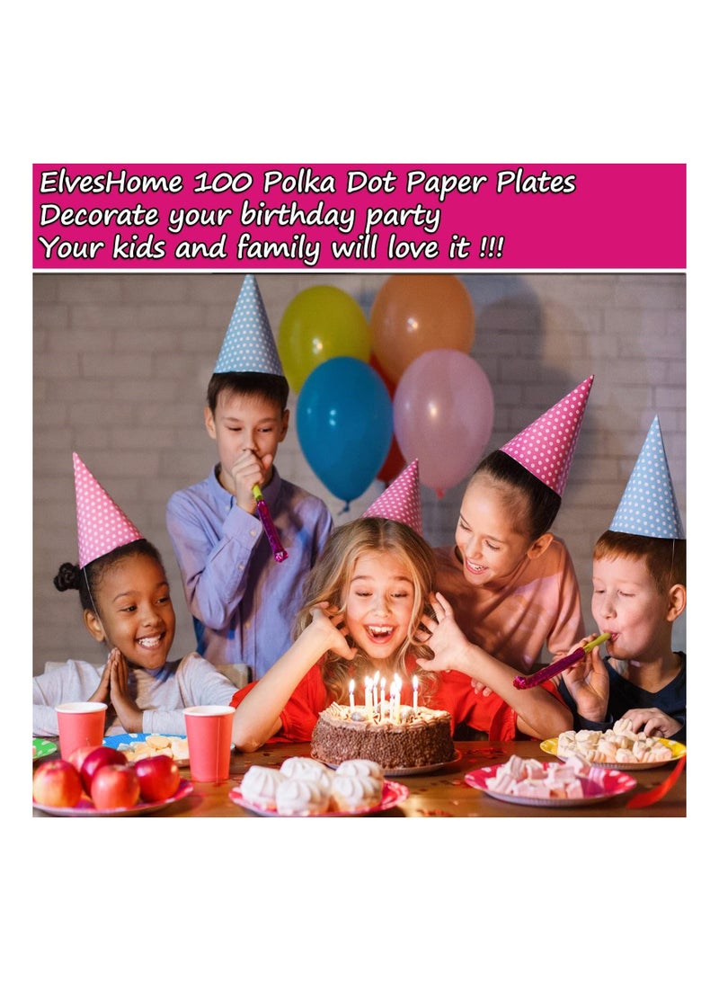 شو وو 100PCS Disposable Paper Plates(7 inch), Colored Party Plates Wedding Tableware Bulk Plate Packs Dessert Set Appetizer Dishware Festive for Cake Salad - Image 2