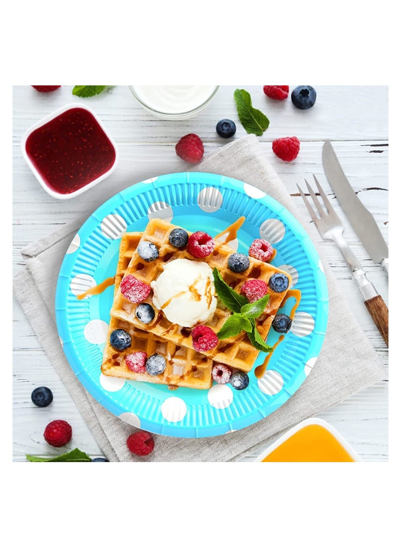 شو وو 100PCS Disposable Paper Plates(7 inch), Colored Party Plates Wedding Tableware Bulk Plate Packs Dessert Set Appetizer Dishware Festive for Cake Salad - Image 4