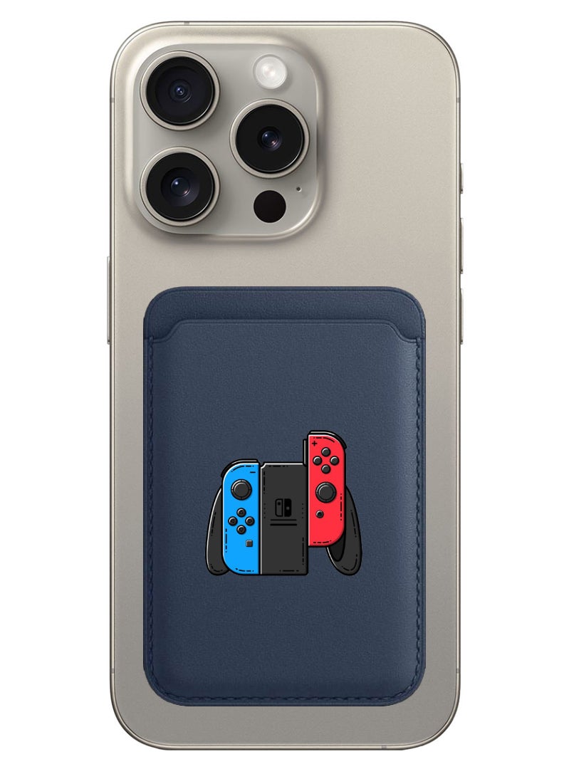 Theodor Magnetic Wallet, Compatible with MagSafe Wallet, for iPhone Wallet, for iPhone 16/15/14/13/12 Series, Not for iPhone 13/12 mini, 3 Card Holder, Vegan Leather, Navy - Nintendo 1 - Image 1