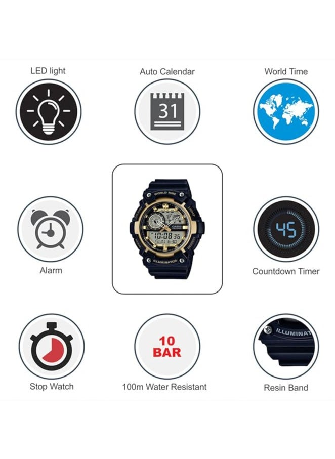 Casio Casual Watch For Men Analog-Digital Resin - AEQ-200W-9A