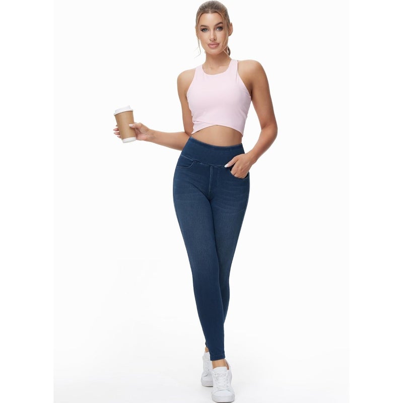 THE GYM PEOPLE Women's High Waisted Jeggings Pants Stretchy Jean Leggings - Image 5
