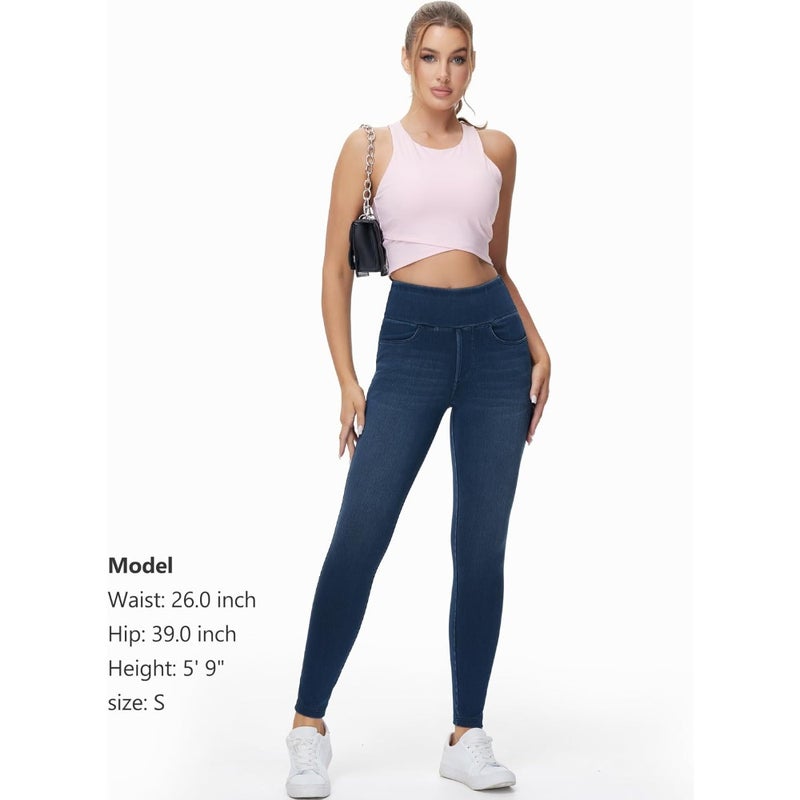THE GYM PEOPLE Women's High Waisted Jeggings Pants Stretchy Jean Leggings - Image 1