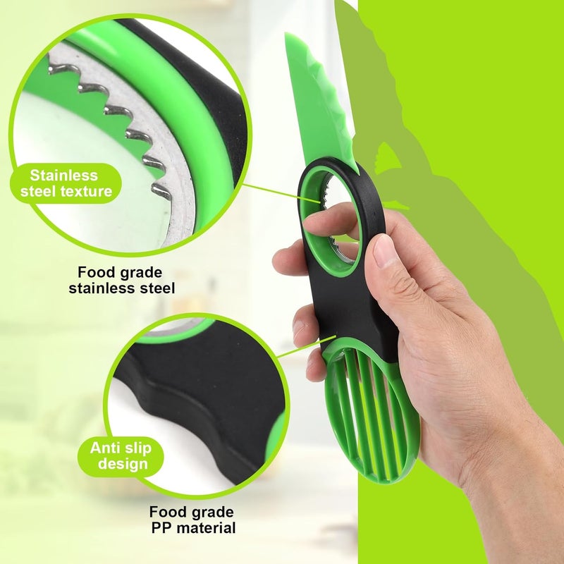 Ebecuoa Egg Slicers Avocado 3-in-1 Avocado Slicer Tool - Stainless Steel Peeler, avocados Pit Remover & Fruit Scooper - Safe Ergonomic Avocado Saver with Non-Slip Grip - Image 4