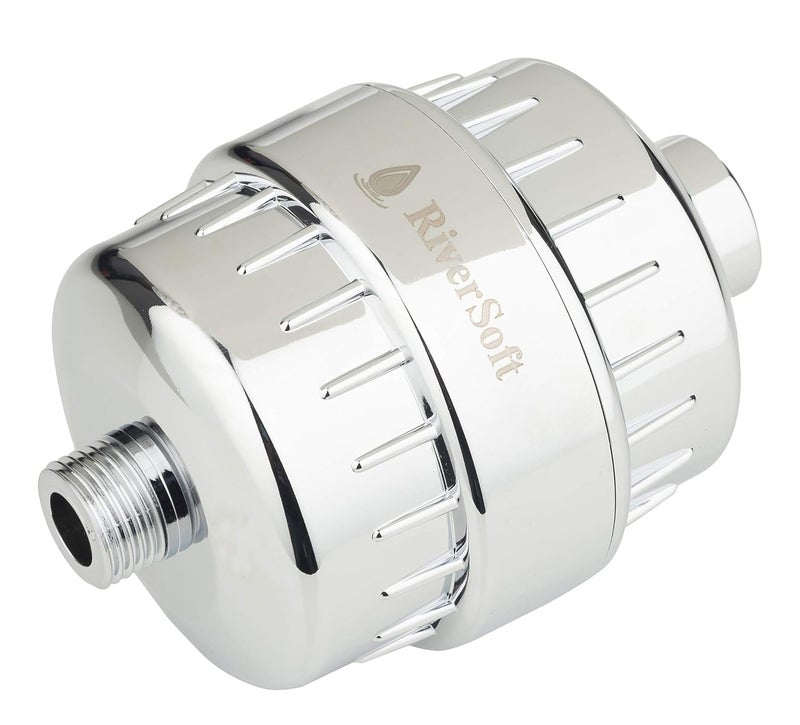 RiverSoft Bliss 15 shower and tap filter for high hardness | Water softener for bathroom | Hard water filter for tap (Chrome) - Image 1