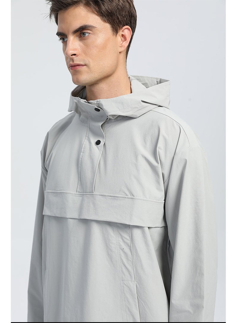 NIBEMINENT Outdoor Ventures Rain Jacket for Men Waterproof Pullover Lightweight Hooded Windbreaker Outdoor Raincoat Packaway Breathable Windproof Shell Jacket for Travelling, Camping, Running, Hiking  - Image 1