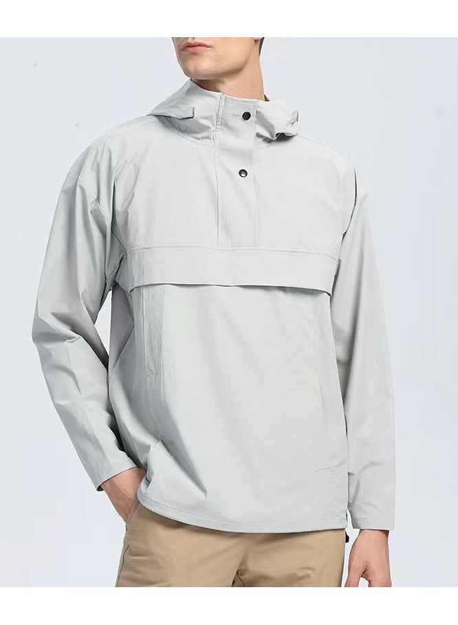 NIBEMINENT Outdoor Ventures Rain Jacket for Men Waterproof Pullover Lightweight Hooded Windbreaker Outdoor Raincoat Packaway Breathable Windproof Shell Jacket for Travelling, Camping, Running, Hiking  - Image 3