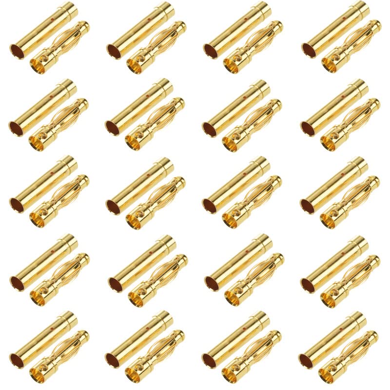 LINSYRC 20 Pairs GoldPlated 4MM 40MM Banana Plug Bullet Male and Female Connector Adapter for RC Lipo Battery ESC Motors 40MM - Image 1