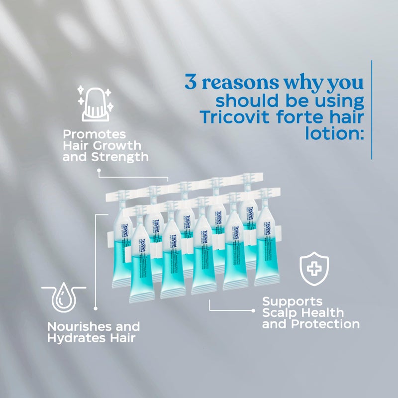 Tricovit Forte Hair Loss Treatment - Hair Growth Products for Women & Men Developed by Dermatologists - DHT Blocker & Sebum Regulator for Strengthening Follicles & Balancing Scalp (10 Ampoules) - Image 3