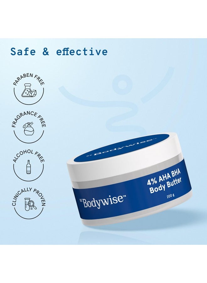 Be Bodywise 4% Aha Bha Shea Body Butter | 200G | With 48 Hours Of Intense Moisturization | For Smooth And Radiant Skin  - Image 4