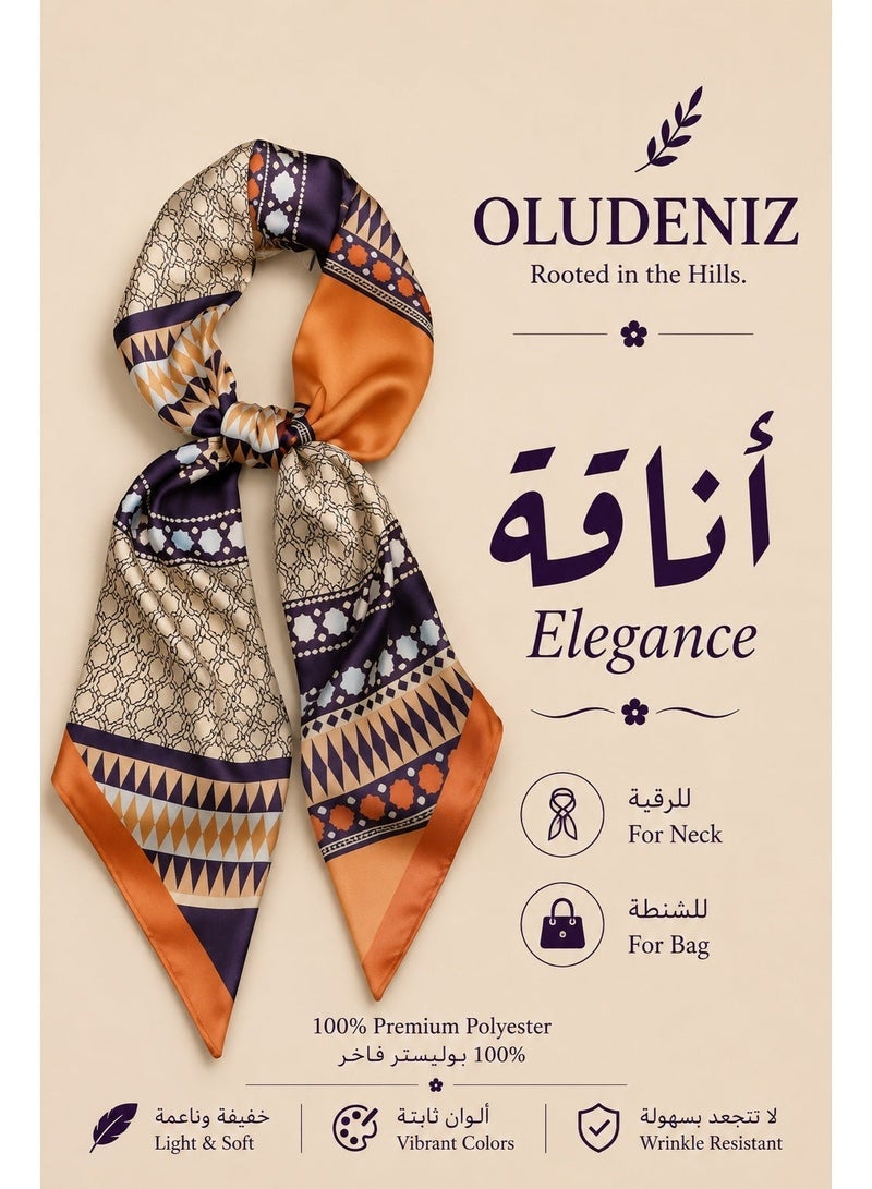 أولودينيز  وشاح حريري صغير للنساء – إكسسوار طويل نحيف بطبعات أنيقة - Image 5