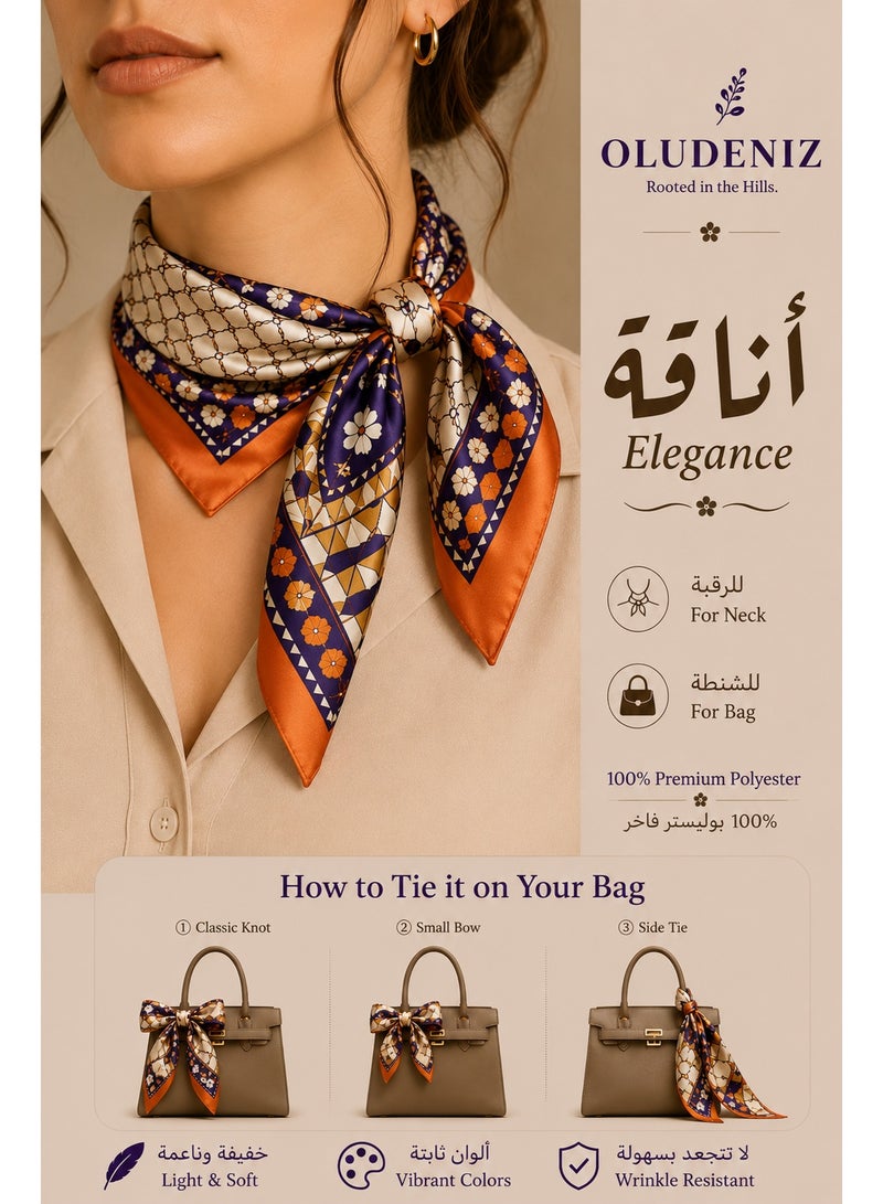أولودينيز  وشاح حريري صغير للنساء – إكسسوار طويل نحيف بطبعات أنيقة - Image 1