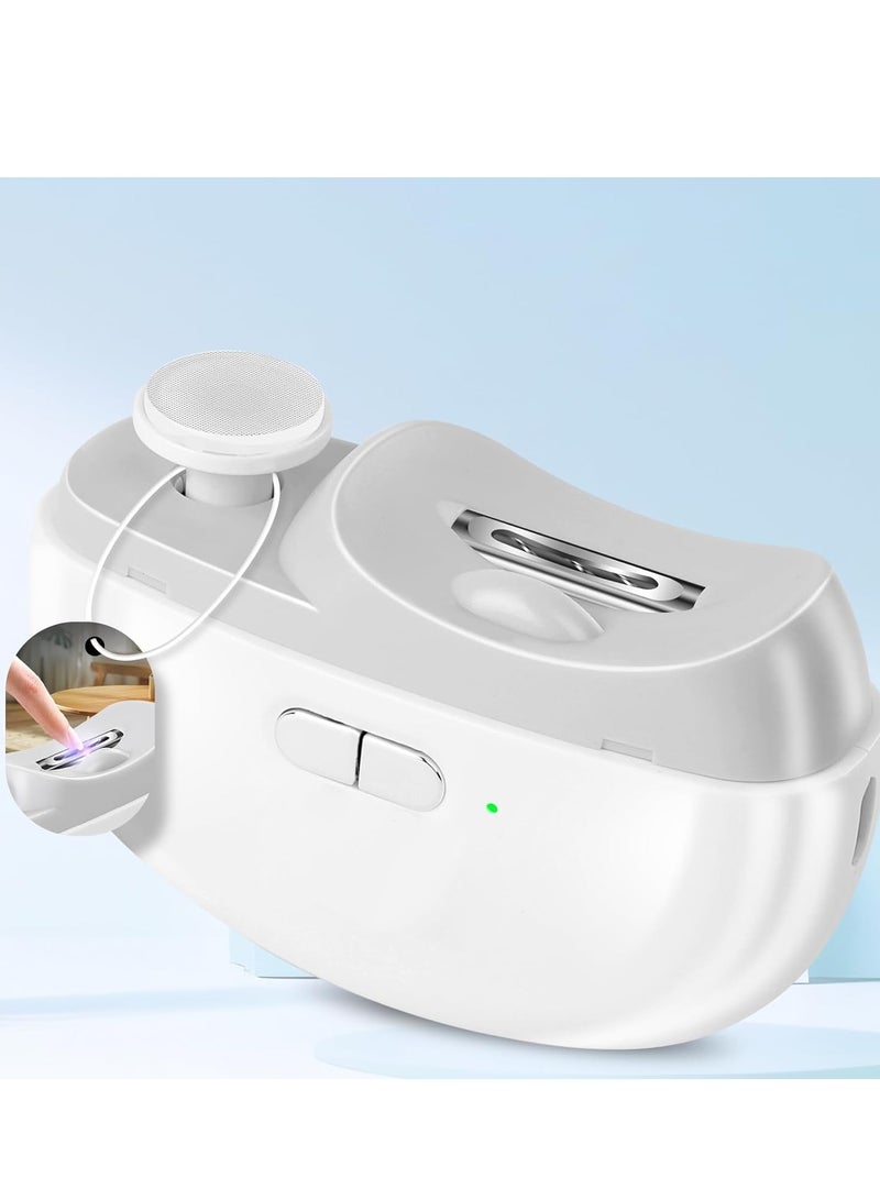 Electric Nail Clipper, 2-in-1 Electric Polishing Automatic Nail Clippers Pro with Light Trimmer, Nail Cutter Manicure for Baby Elderly Care Tools, Nail Trimmer, Electric Polishing Nail Clipper (White) - Image 1
