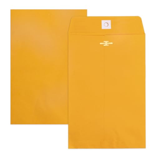 Goefun 6x9 Clasp Envelopes - 20 Pack, Goefun Brown Yellow Manila Envelopes 6x9, 100GSM Heavy Kraft Paper, for Mailing - Image 1