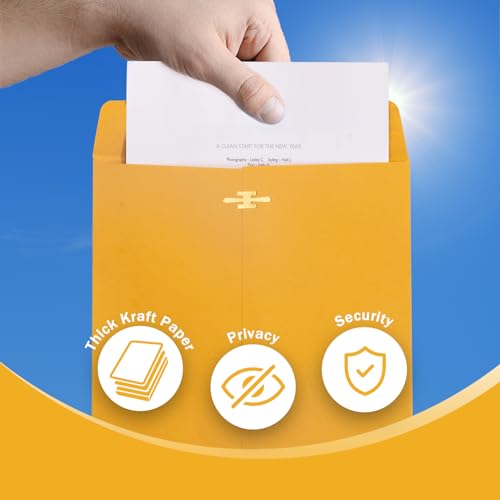Goefun 6x9 Clasp Envelopes - 20 Pack, Goefun Brown Yellow Manila Envelopes 6x9, 100GSM Heavy Kraft Paper, for Mailing - Image 4