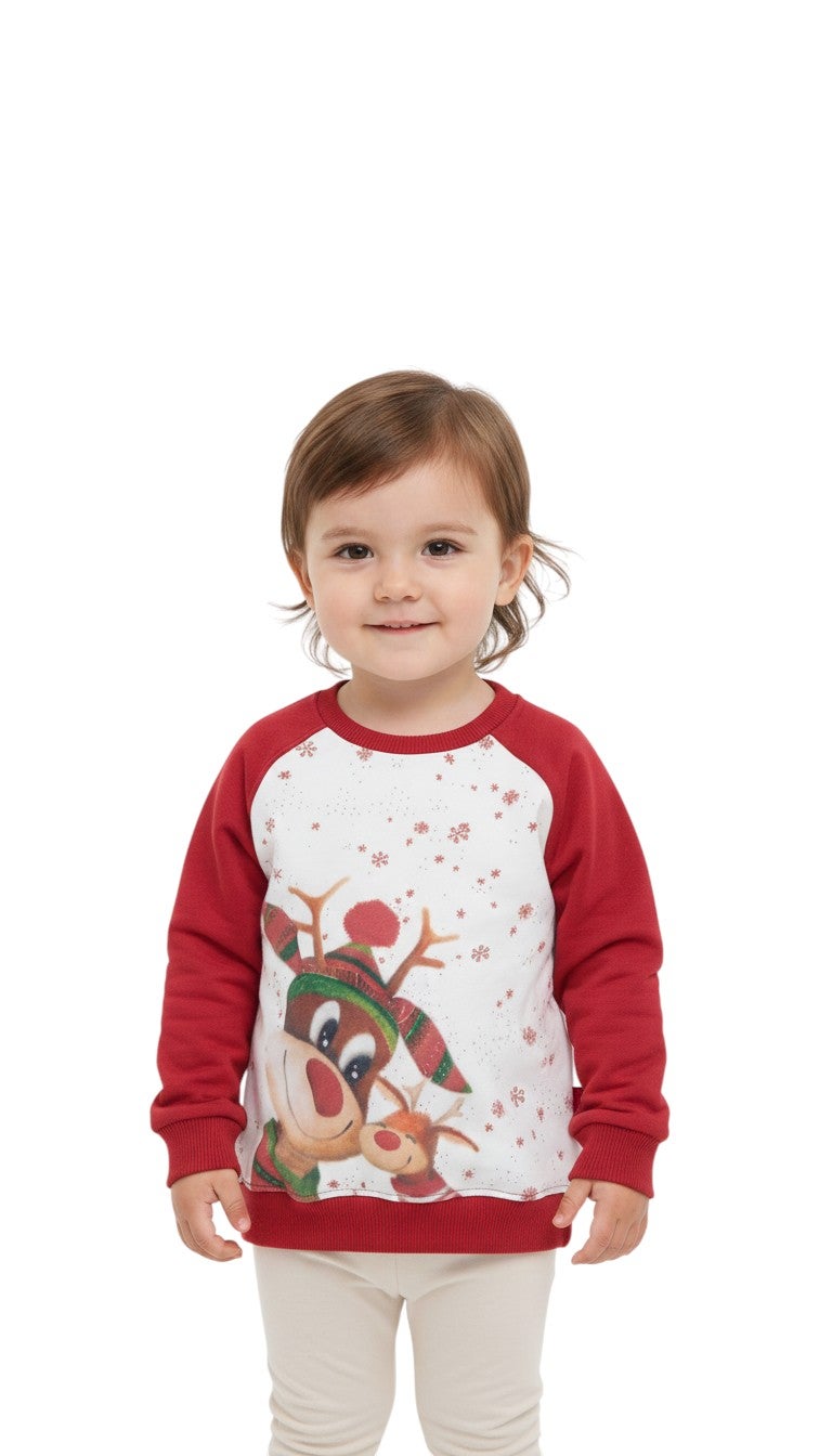 Bongo Kids Wear Plain Casual Milton Sweatshirt for Girls - White Red - Image 1