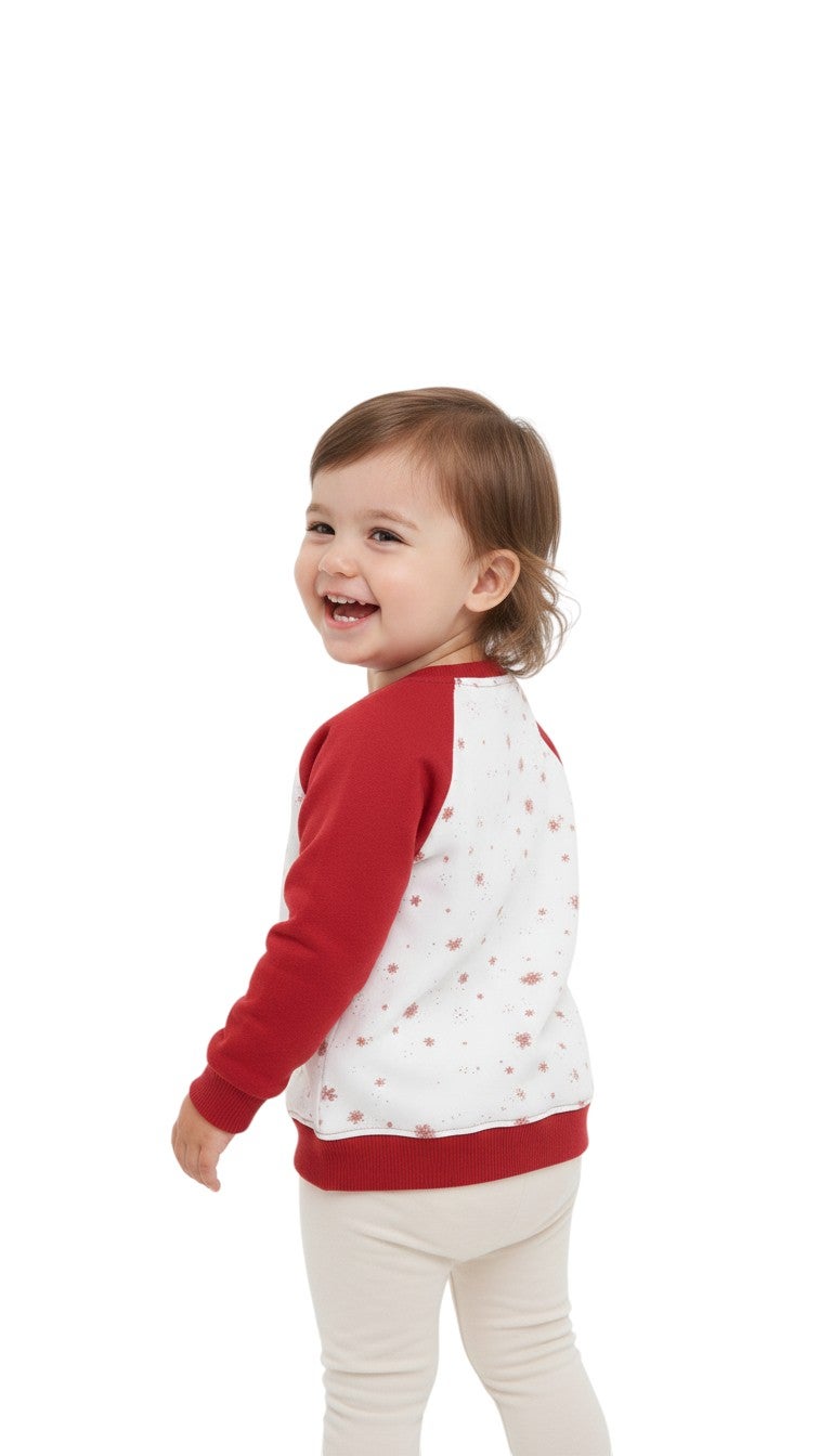 Bongo Kids Wear Plain Casual Milton Sweatshirt for Girls - White Red - Image 3